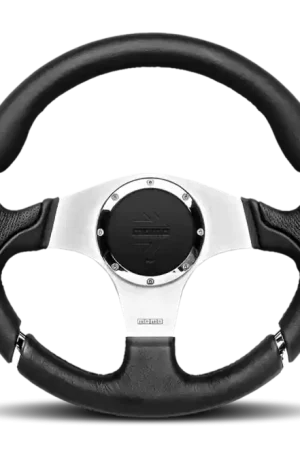 Momo Millenium Steering Wheel 350 mm - Black Leather/Black Stitch/Brshd Spokes Same Day Shipping