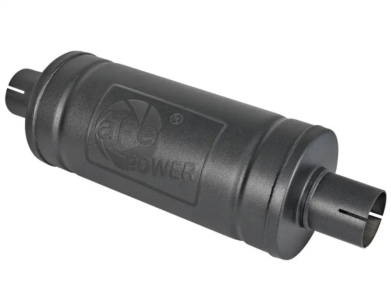 Modern aFe MACH Force-Xp 409 SS Muffler w/ Black finish 2-1/2in Inlet & Outlet 14in x 16in Diameter