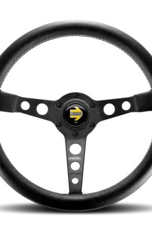 Must Have Momo Prototipo Steering Wheel 350 mm - Black Leather/Wht Stitch/Black Spokes