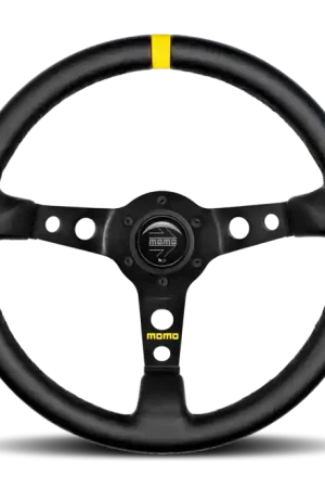 Best Choice Momo MOD07 Steering Wheel 350 mm -Black Leather/Black Spokes/1 Stripe