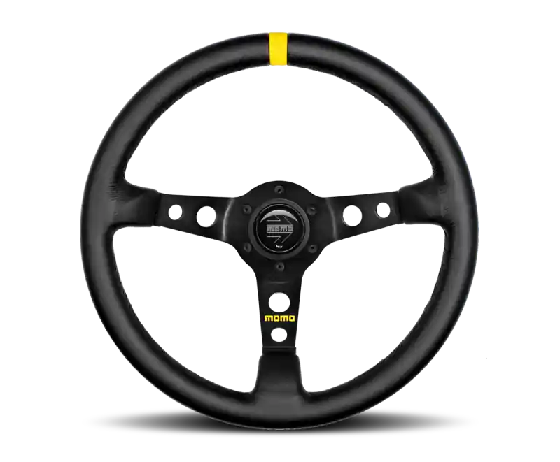 Best Choice Momo MOD07 Steering Wheel 350 mm -Black Leather/Black Spokes/1 Stripe