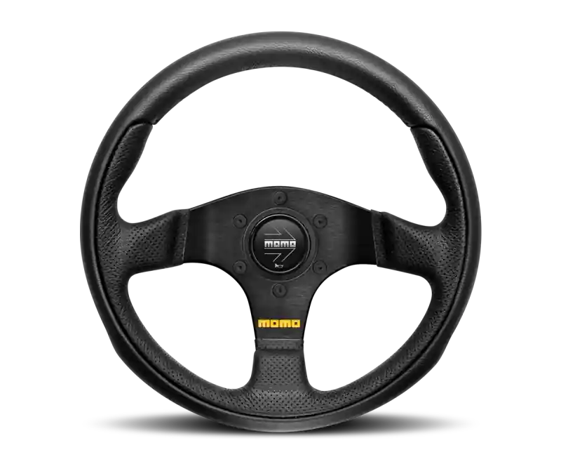 Momo Team Steering Wheel 300 mm - 4 Black Leather/Black Spokes In Demand