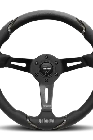 Hot Picks Momo Gotham Steering Wheel 350 mm - Black Leather/Black Spokes
