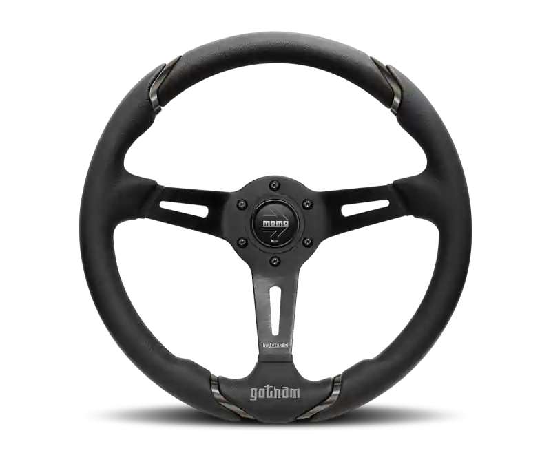 Hot Picks Momo Gotham Steering Wheel 350 mm - Black Leather/Black Spokes