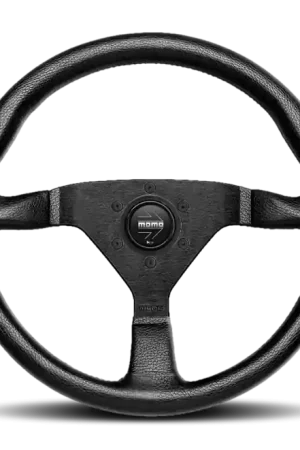 Best Choice Momo Montecarlo Steering Wheel 350 mm - Black Leather/Red Stitch/Black Spokes