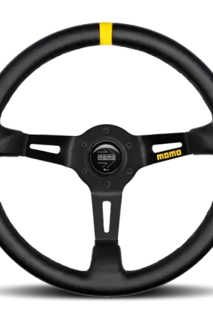 Buy Today Momo MOD08 Steering Wheel 350 mm -Black Leather/Black Spokes/1 Stripe