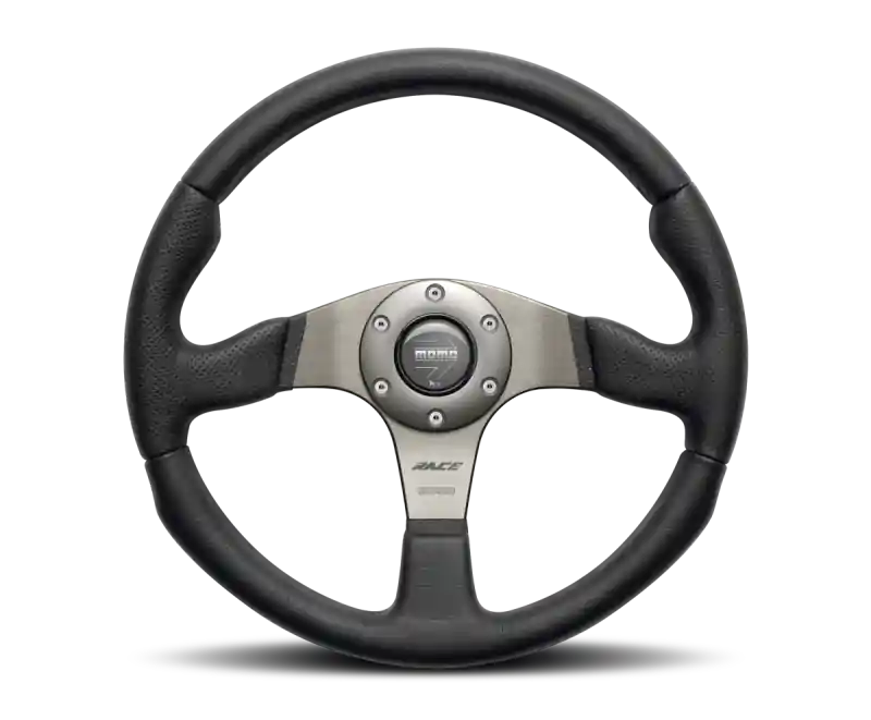 Price Cut Momo Race Steering Wheel 350 mm - Black Leather/Anth Spokes