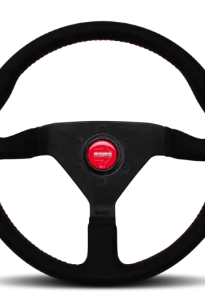 Weekend Sale Momo Montecarlo Alcantara Steering Wheel 350 mm - Black/Red Stitch/Black Spokes