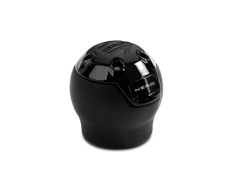 Must Have Momo Nero Shift Knob - Black Leather, Black Chrome Insert, with Reverse Lockout
