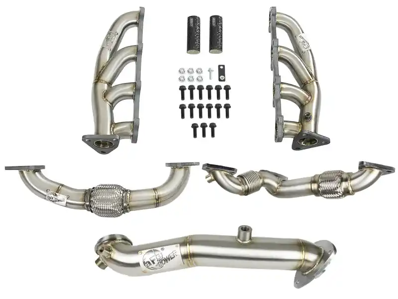 aFe Twisted Steel Header & Connection Pipe Combo GM Diesel Trucks 15-16 V8-6.6L (td) LML Fresh Stock