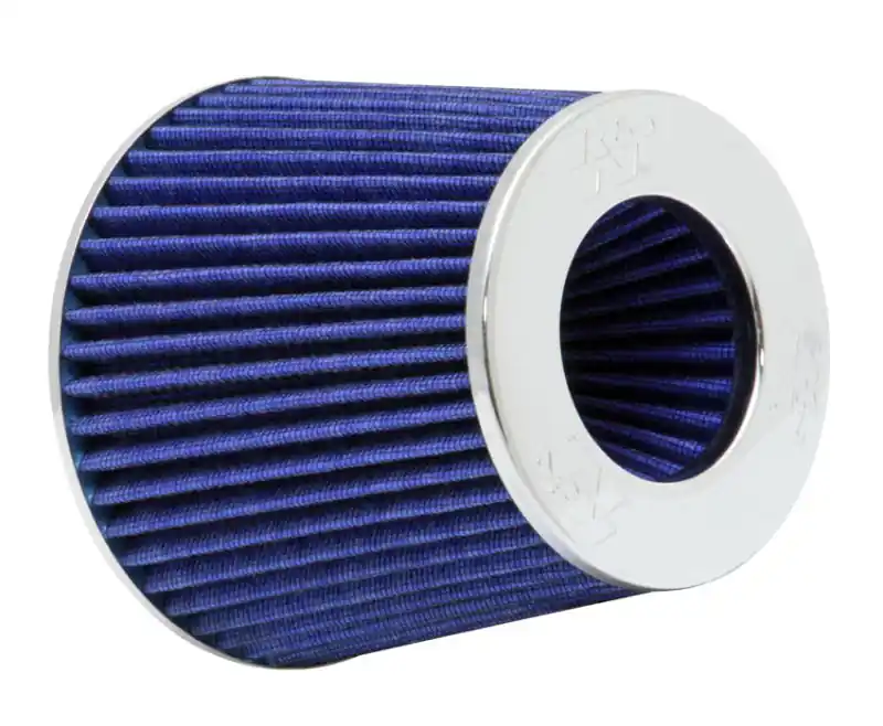 K&N Universal Air Filter Chrome Round Tapered Blue - 4in Flange ID x 1.125in Flange Length x 5.5in H Direct From Manufacturer