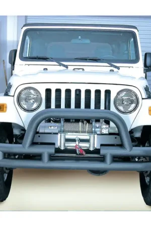 Original Rugged Ridge 3-In Dbl Tube Front Winch Bumper w/Hoop 76-06 Models