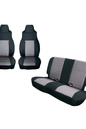 Rugged Ridge Seat Cover Kit Black/Gray 97-02 Jeep Wrangler TJ Luxury