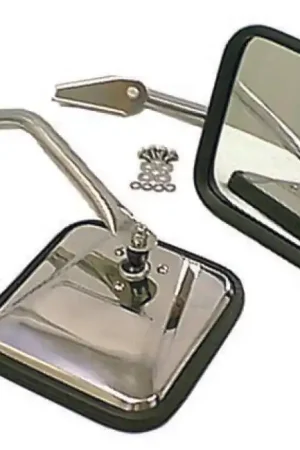 Fast Shipping Rugged Ridge 55-86 Jeep CJ Chrome CJ-Style Side Mirror Kit