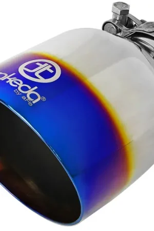 aFe Takeda 304 Stainless Steel Clamp-On Exhaust Tip 2.5in. Inlet / 4.5in. Outlet - Blue Flame Bulk Order