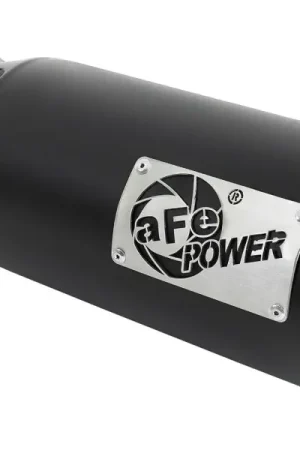 aFe SATURN 4S 4in SS Intercooled Exhaust Tip - Black 4in In x 5in Out x 12in L Bolt-On Worldwide Shipping