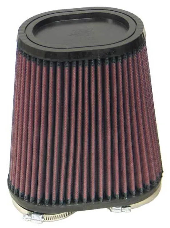 Discount K&N Universal Rubber Filter Dual Flange Oval Tprd 3.75in Base O/S W x 3.438in Top O/S W x 6.75in H