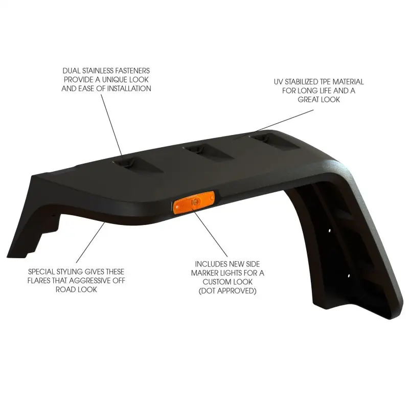 Rugged Ridge Hurricane Flat Fender Flare Kit 07-18 Jeep Wrangler Genuine