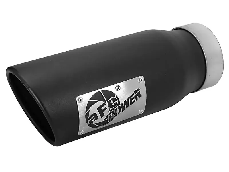 aFe MACH Force-Xp Universal Exhaust Tip 3-1/2ININ x 4-1/2IN Outlet x 12IN Black Left Side Exit Express Delivery