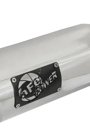 aFe MACH Force-Xp 304 SS Clamp-on Exhaust Tip Polished Left Side 4 IN Inlet x 5 IN Outlet x 12 IN L No Minimum Order