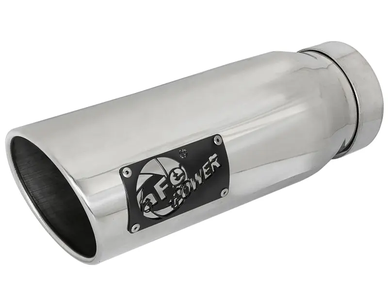 aFe MACH Force-Xp 304 SS Clamp-on Exhaust Tip Polished Left Side 4 IN Inlet x 5 IN Outlet x 12 IN L No Minimum Order