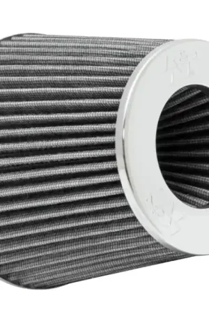 K&N Universal Filter Chrome Round Tapered White - 4in Flange ID x 1.125in Flange Length x 5.5in H Clearance