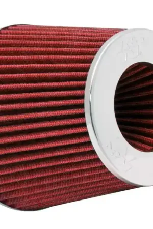 K&N Universal Air Filter Chrome Round Tapered Red - 4in ID x 1.125in L x 5.5in H (Multi Lingual) New Arrival