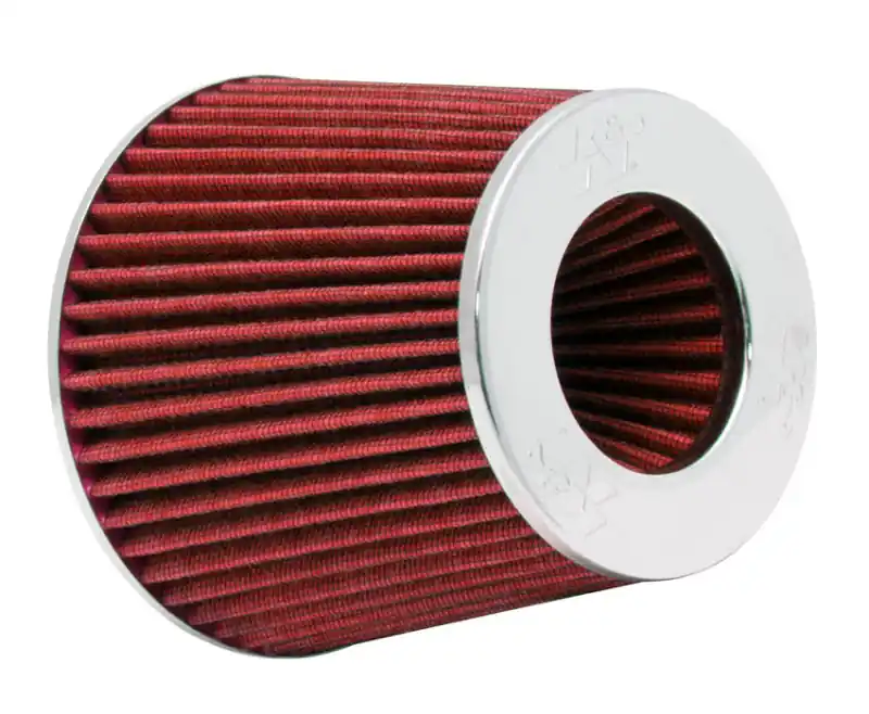 K&N Universal Air Filter Chrome Round Tapered Red - 4in Flange ID x 1.125in Flange Length x 5.5in H Secure Checkout