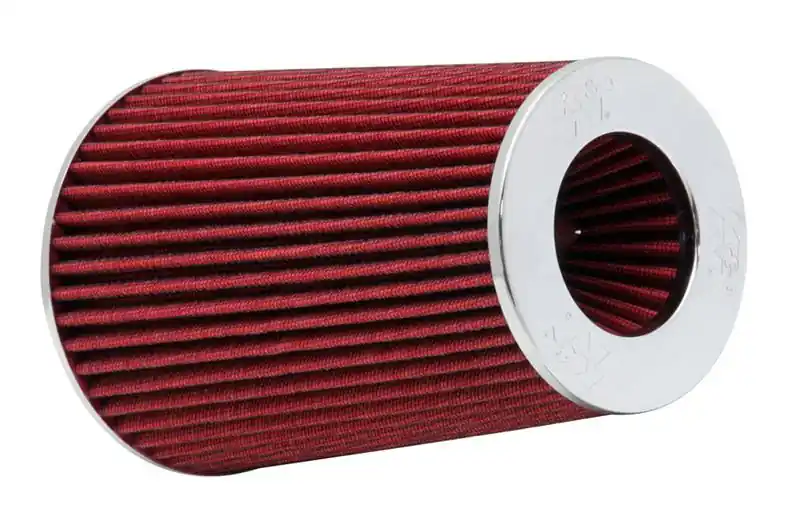 K&N Universal Air Filter Chrome Round Tapered Red -4in Flange ID x 1.125in Flange Length x 5.5in H Popular