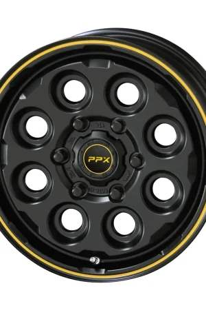 In Demand AME PPX MIL-8 Alloy Wheel 16x5.5 ET20 5x139 Black/Yellow