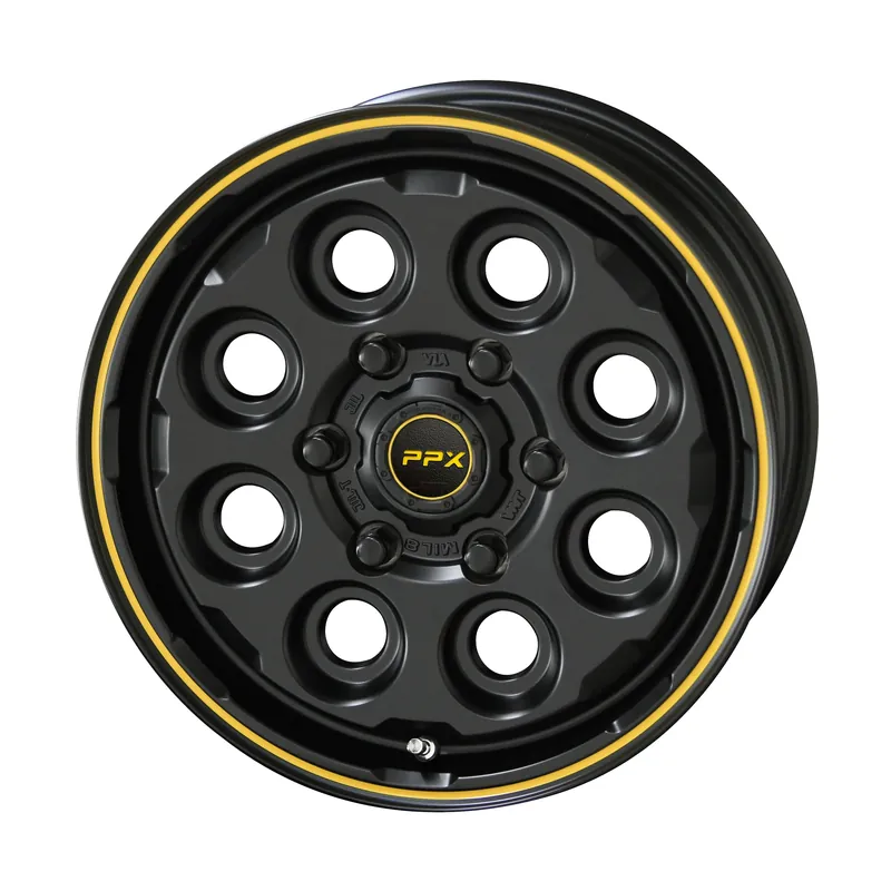 In Demand AME PPX MIL-8 Alloy Wheel 16x5.5 ET20 5x139 Black/Yellow
