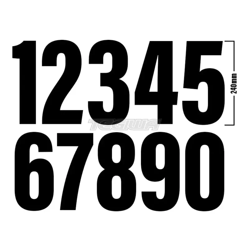 Tegiwa 240mm MSA Racing/Rally Number Stickers Black - 40 Pack New Release