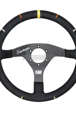 OMP Flat Steering Wheel In Aluminium 350mm Black With Steering Angle I Free Delivery