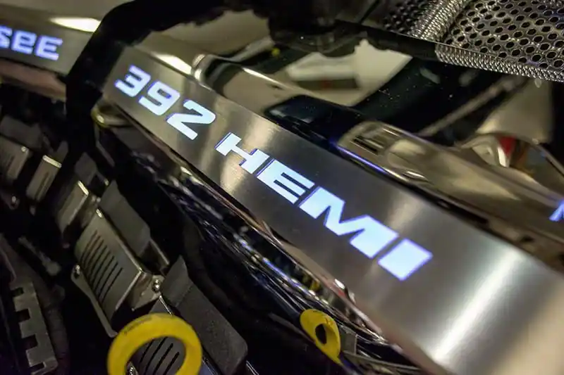 Must Have Illuminated Fuel Rail Covers with 392 HEMI Lettering; Red