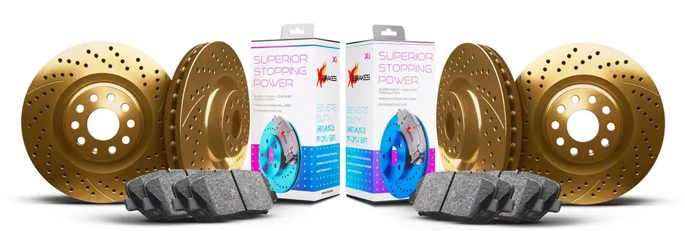 Xbrakes Xi Series Brake Rotor and Pad Kit; Front and Rear; Gold Top Rated