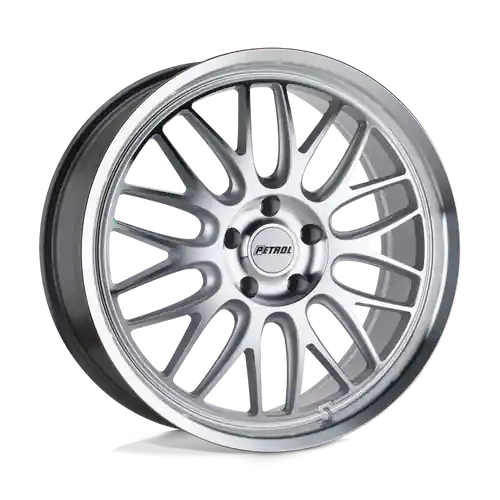 Top Rated Petrol P4C 5X112 20X8.5 +40 SILVER W/ MACHINED FACE & LIP