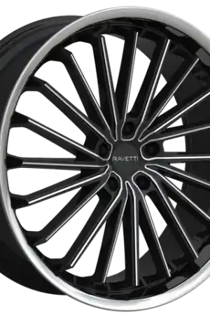No Minimum Order RAVETTI M14 5X120 20x8.5 +38 BLACK AND MILLED STAINLESS LIP