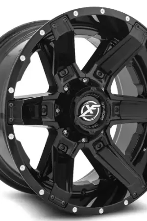 XF Off-Road XF-214 5x127/5x139.7 20x10 -24 Gloss Black + Gloss Black Inserts Worldwide Shipping