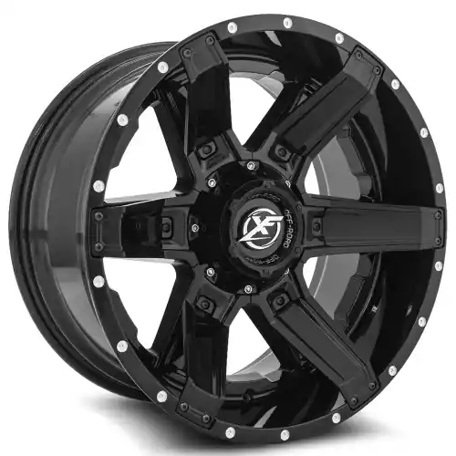 XF Off-Road XF-214 5x127/5x139.7 20x10 -24 Gloss Black + Gloss Black Inserts Worldwide Shipping