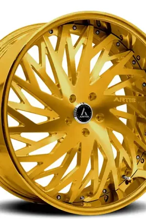 Free Delivery 24" Artis Forged Wheels Northtown Brushed Gold Face with Gold over Chrome Lip Rims