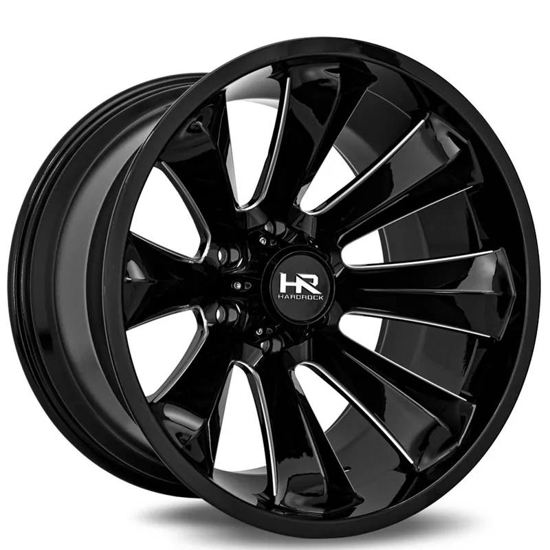 Fast Shipping 22" Hardrock Wheels H506 Xplosive Xposed Gloss Black Milled Off-Road Rims