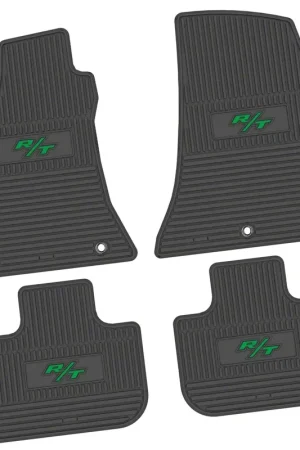 Factory Floorpan Fit Custom Vintage Scene Front and Rear Floor Mats with Green 2008 R/T Insert; Black Professional Grade