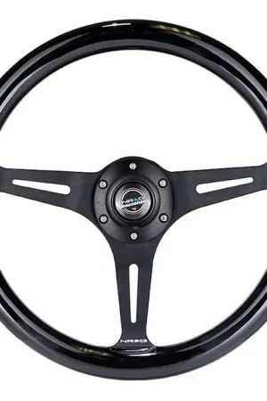 Worldwide Shipping NRG Innovations Classic Wood Grain 350mm Steering Wheel; Black