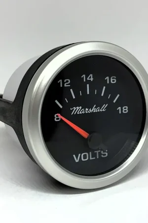 Markdown Marshall Instruments COMP II LED Black Dial 2-1/16-Inch Volt Gauge; 8-18V; Silver Aluminum Bezel