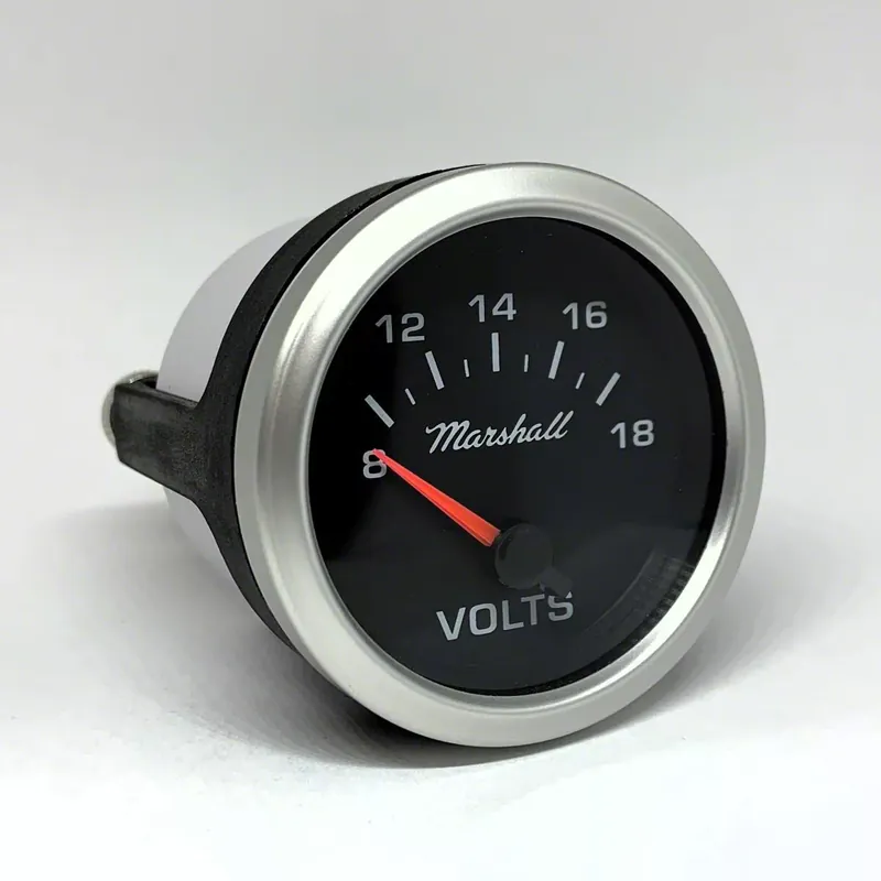 Markdown Marshall Instruments COMP II LED Black Dial 2-1/16-Inch Volt Gauge; 8-18V; Silver Aluminum Bezel