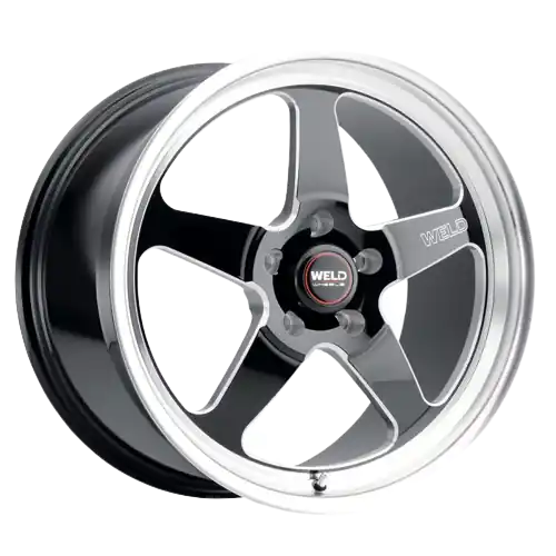 Deal WELD Performance Ventura Drag 5x115 20x5 -33 Gloss Black/Milled Diamond Cut Lip