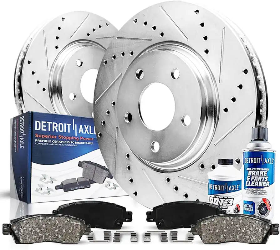 Premium 6pc Front Drilled Slotted Rotors and Ceramic Brake Pads Kit