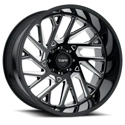 Tuff T4B 8X165.1 26X14 -72 GLOSS BLACK W/ MILLED SPOKES Luxury