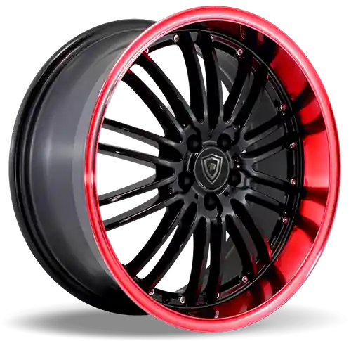 Fast Shipping WHITE DIAMOND W820 4x100/4x114.3 17x7.5+38 RED LIP / BLACK