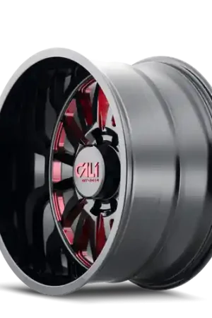 Cali Off-Road Summit 9110 6x139.7 22x12-51 Gloss Black/Red Milled Spokes Discount